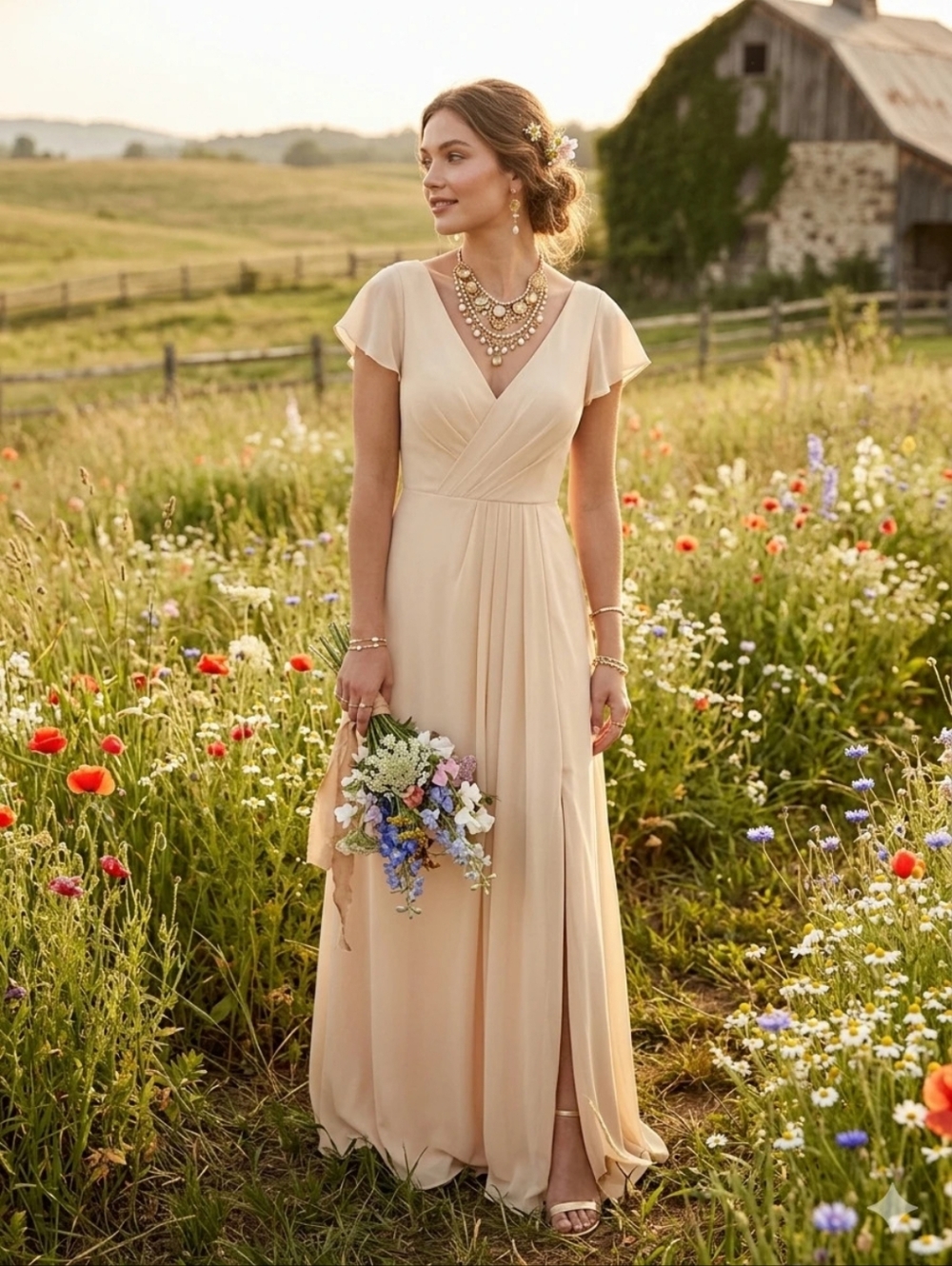Happy Face Romantic Cream Backless Lace-Up Maxi Dress